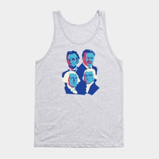 Mount Rushmore Presidents Pop Art Portrait Blue Tank Top